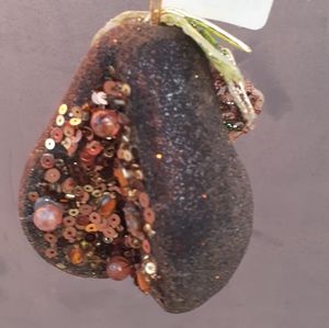 3 HANDMADE SPARKLING sequin PEAR Christmas ornament NEW TAGS